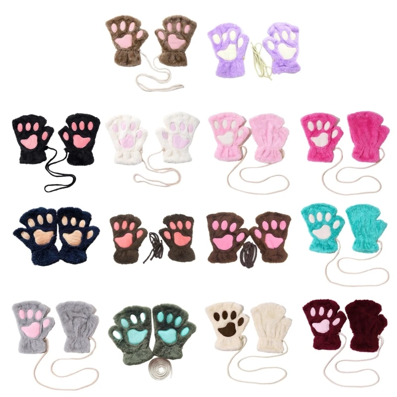 

Зимние перчатки в форме лапы, взрослые плюшевые искусственные перчатки для холодной погоды