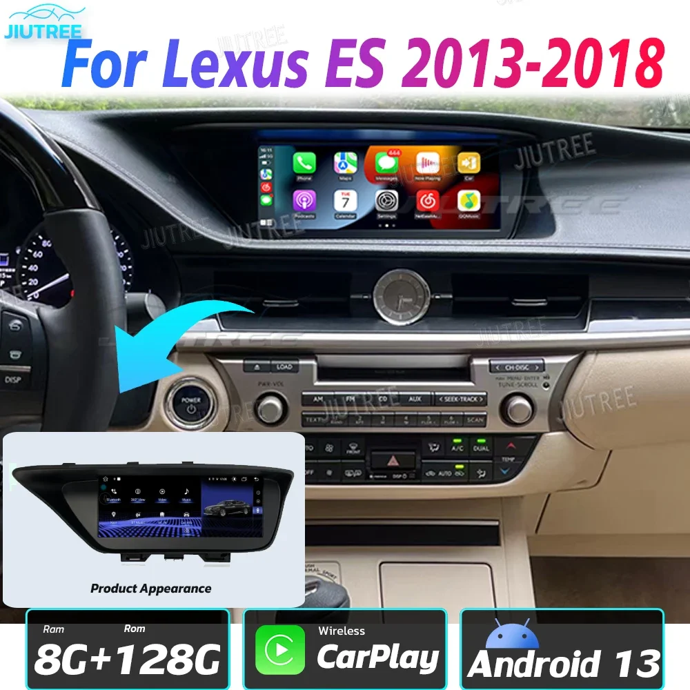 

Автомобильный мультимедийный видеоплеер 10,25 дюйма для Lexus ES 2013-2017, GPS-навигация, Android 13, 8 ядер, 8 + 128G, Carplay, радио, стерео, 4G
