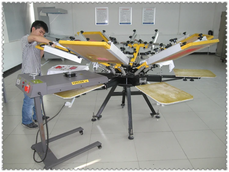 Ручная 8-цветная 8-станционная машина для шелкографии одежды с микрорегулировкой