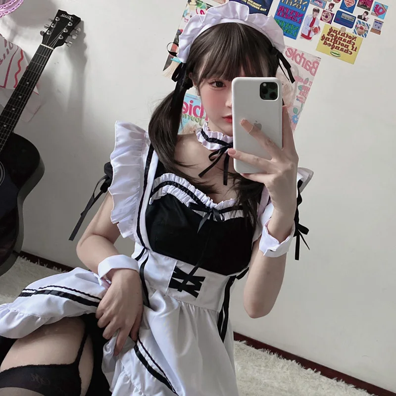 

Lolita Dress Japanese Sexy Secondary Yuan Miracle Warm Game Cafe Maid Costume Role-playing Uniform Seduction Set