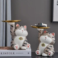 modern home decoration creative ceramic fat cat tray living room decorative kawaii accessories studio key sundries storage gift