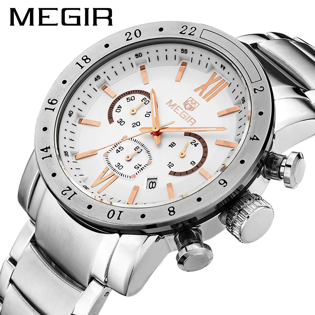 Часы наручные MEGIR мужские с хронографом спортивные водонепроницаемые армейские