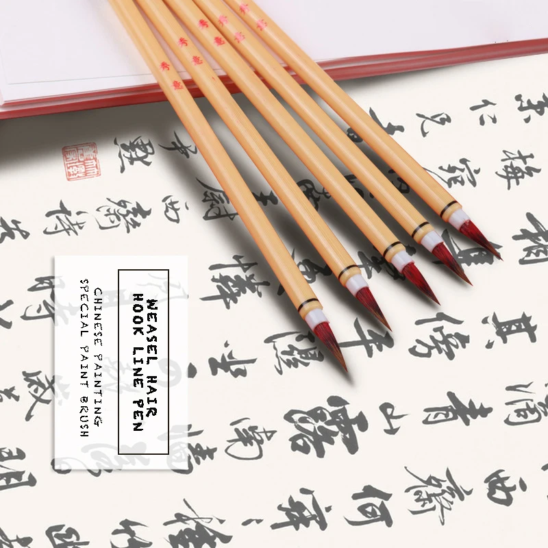 

Ручная кисть из кроличьего меха, длинная комиксная кисть для рисования акварелью, с крючком, 2 цвета