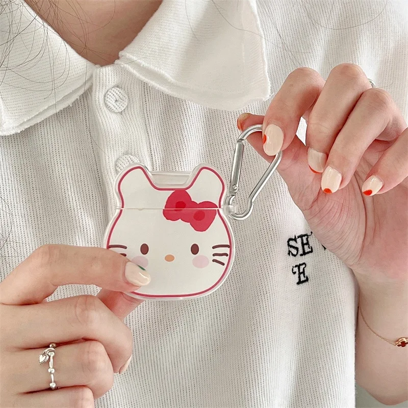 

Cartoon Kitty Head Case for Apple AirPods 1 2 3 Pro Cases Cover IPhone Bluetooth Earbuds Earphone Air Pod Pods Case