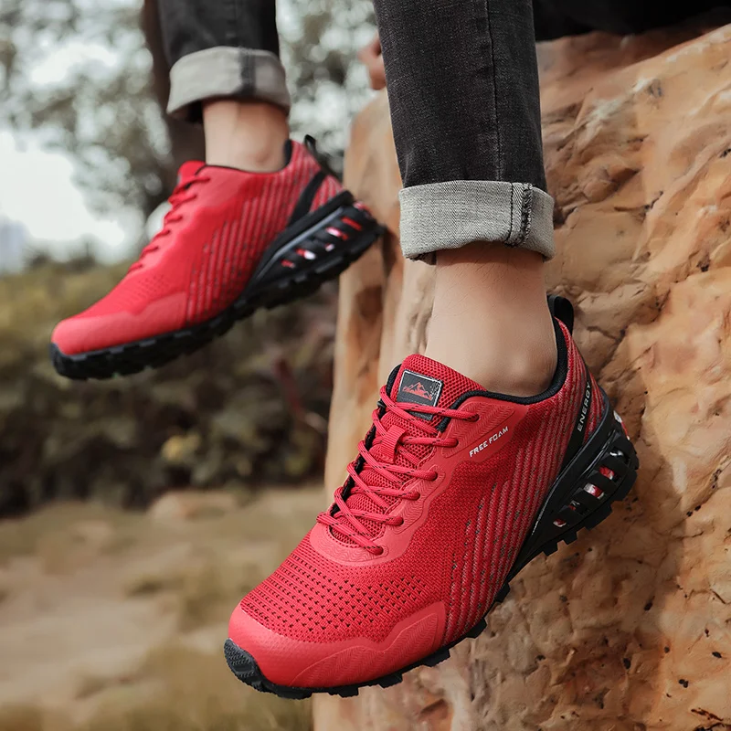 R. XJIAN Men's Cross-Country Hiking Shoes Outdoor Casual Breathable Anti-Skid Wear-Resistant Motorcycle Boots