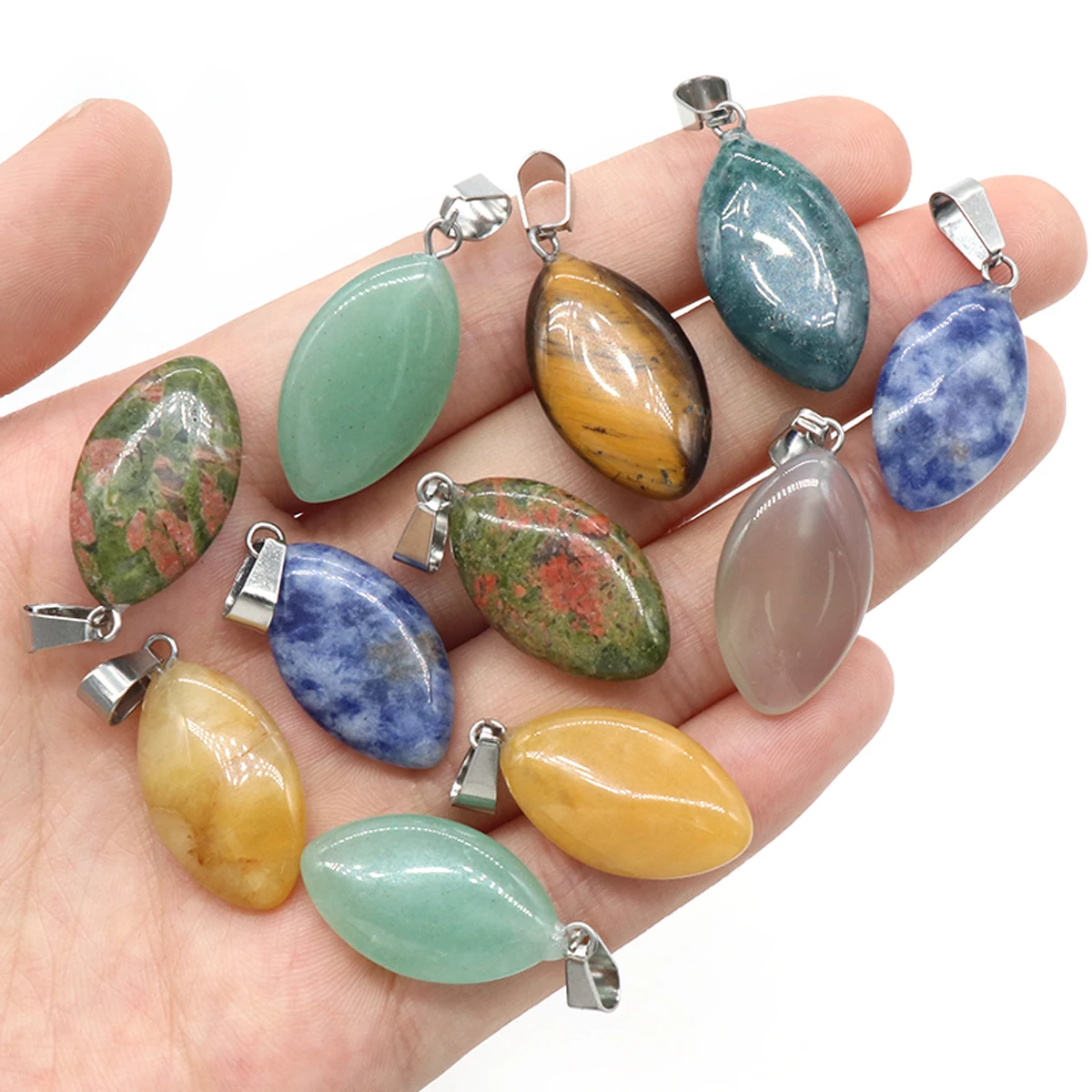 

4PC Natural Stone Pendant Tiger Eye Stone Opal Agate Sodalite Healing Crystals Charms for Jewelry Making DIY Necklace Earrings