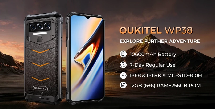 OUKITEL WP38 смартфон с 6-дюймовым дисплеем процессором MT8788 120 Гц 6 52 мАч ОЗУ ГБ ПЗУ 10600