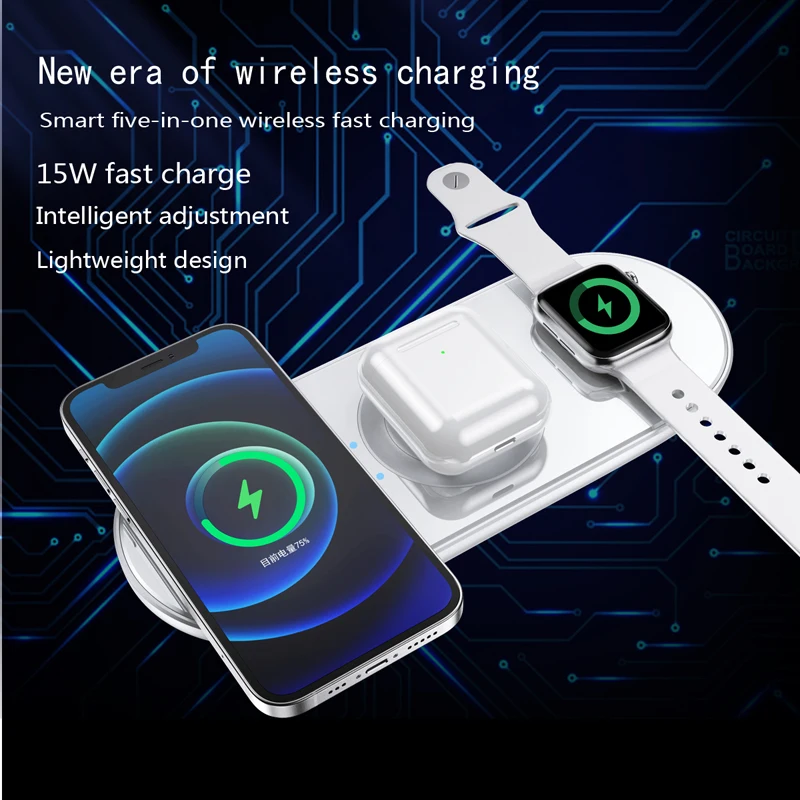 

15W Fast Wireless Charger 5in1 Dock Station for Apple Watch Charging iphone 12 11 XS X 8 for AirPods Pro iWatch 6 5 4 3 2 1