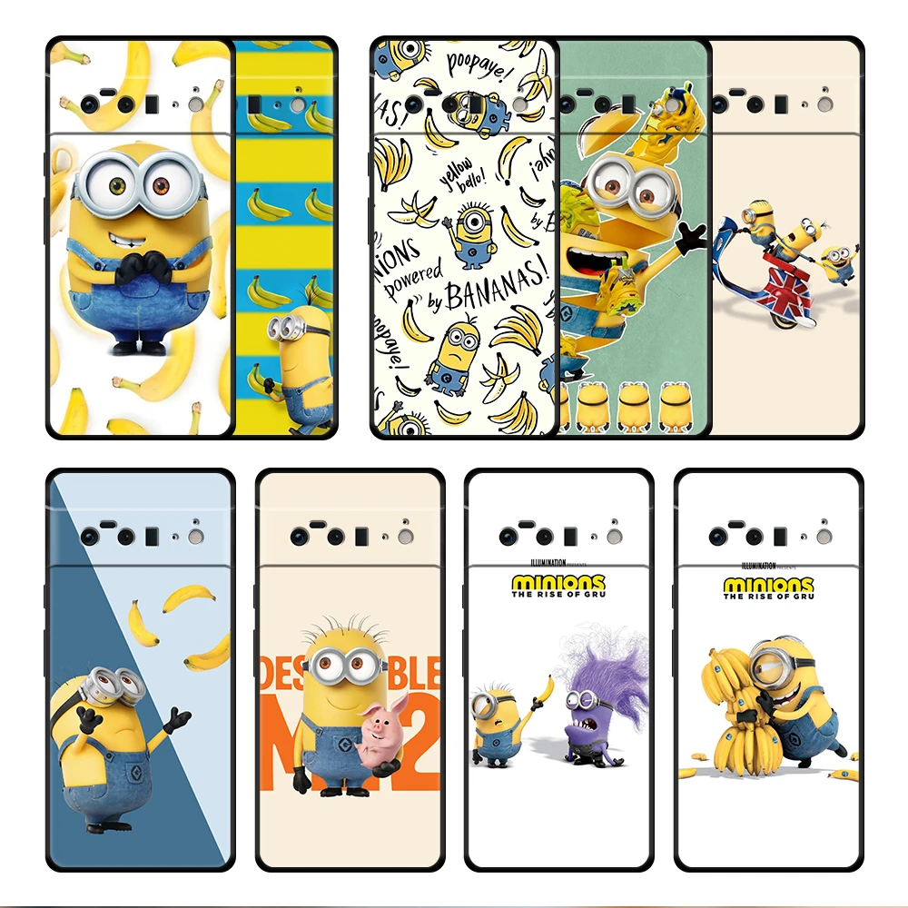 

Despicable Me Minions Banana Case Cover for Google Pixel 6 6Pro 5a 4a 3 4 XL 5 Pro 4G 5G 4XL Capa Original Matte Fashion Armor