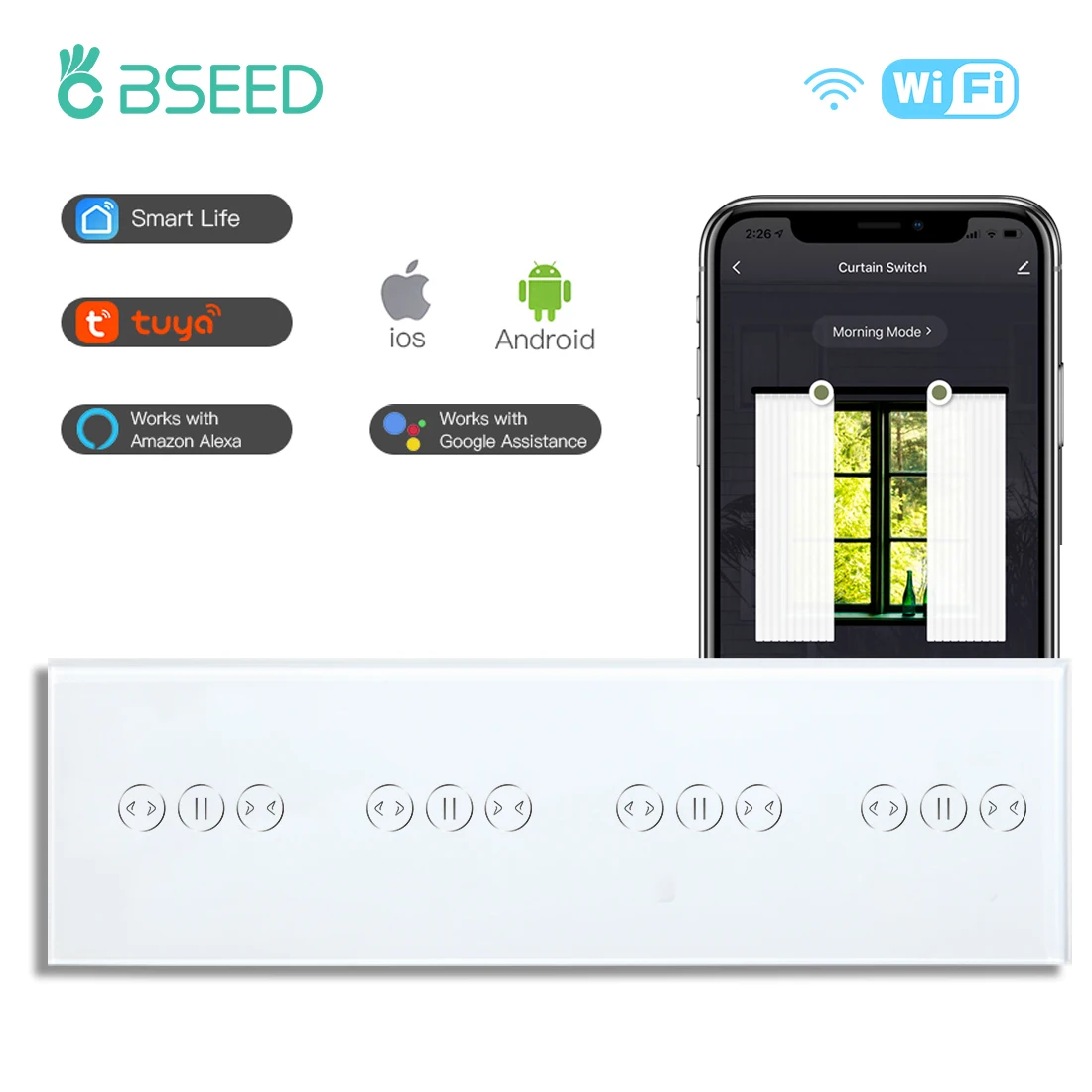 

Умный настенный выключатель Bseed с Wi-Fi и управлением через приложение