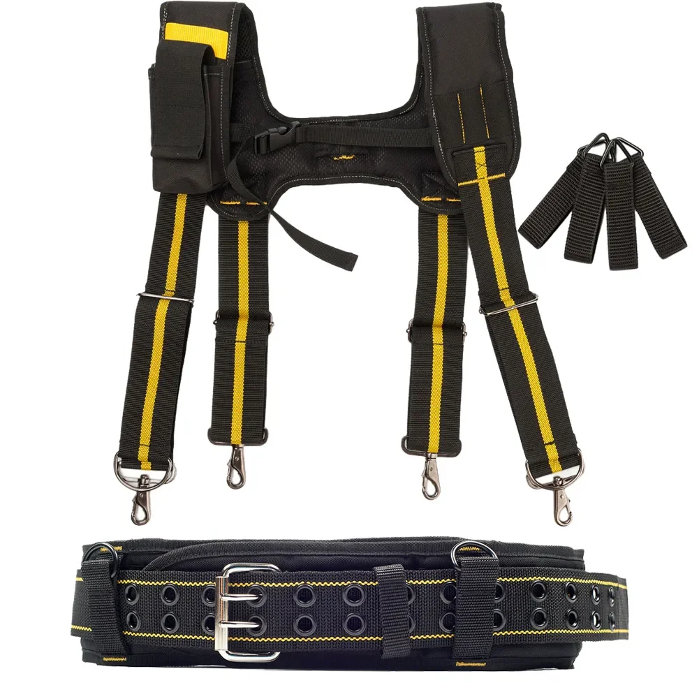 

Work Tool Belt Suspenders Nail Pocket Set Adjustable Lumbar Support Multi Function Tooling Braces for Carpenter Electricia