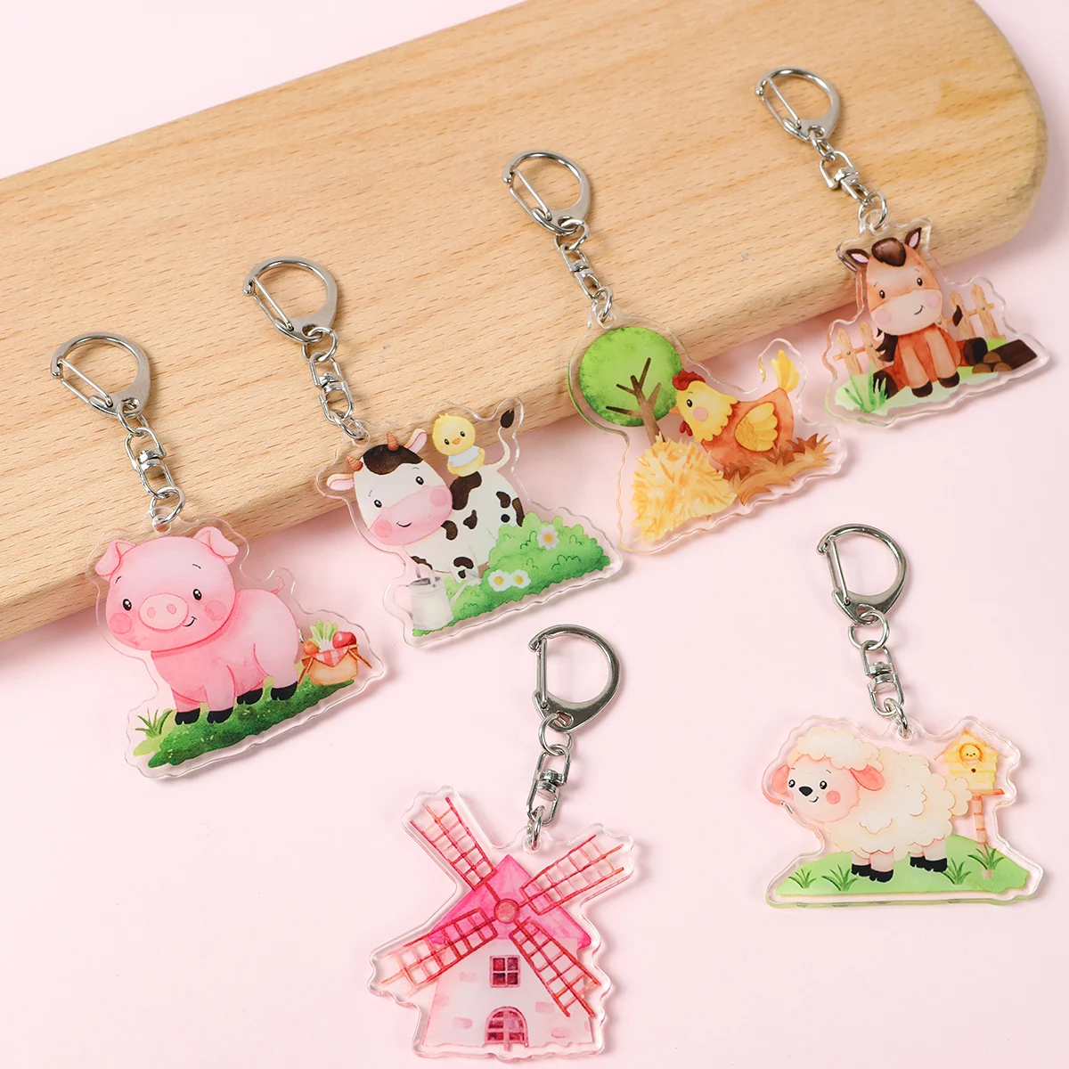 6 шт. акриловые подвески в виде животных