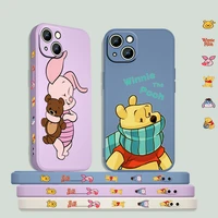 disney winnie the pooh phone case for apple iphone 13 12 mini 11 pro xs max xr x 8 7 6s se plus liquid left rope silicone fundas