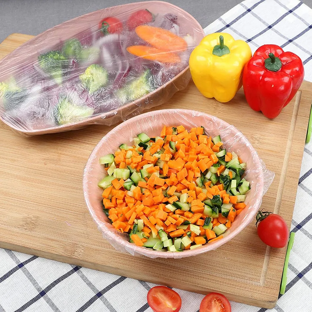 

100Pcs Dustproof Disposable Bowl Cover Food Fresh Keeping Vacuum Sealed Bags Clear Saran Wrap For Kitchen Storage