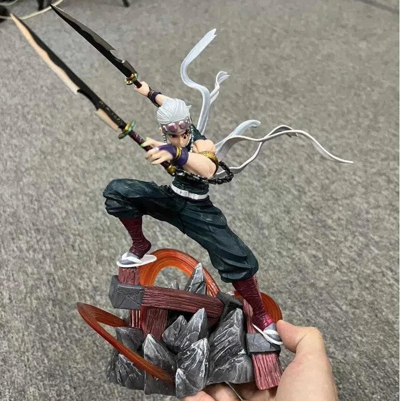 

27cm Demon Slayer Uzui Tengen Figures 2 Heads Kimetsu No Yaiba Anime Figures Figurine Gk Statue Collectible Model Toys Gift Pvc