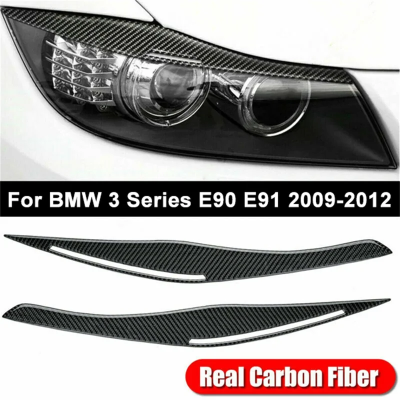 

2pcs/set Carbon Fiber Car Headlight Eyebrow Decorative Stickers for For BMW 3 Series E90 E91 F30 F35