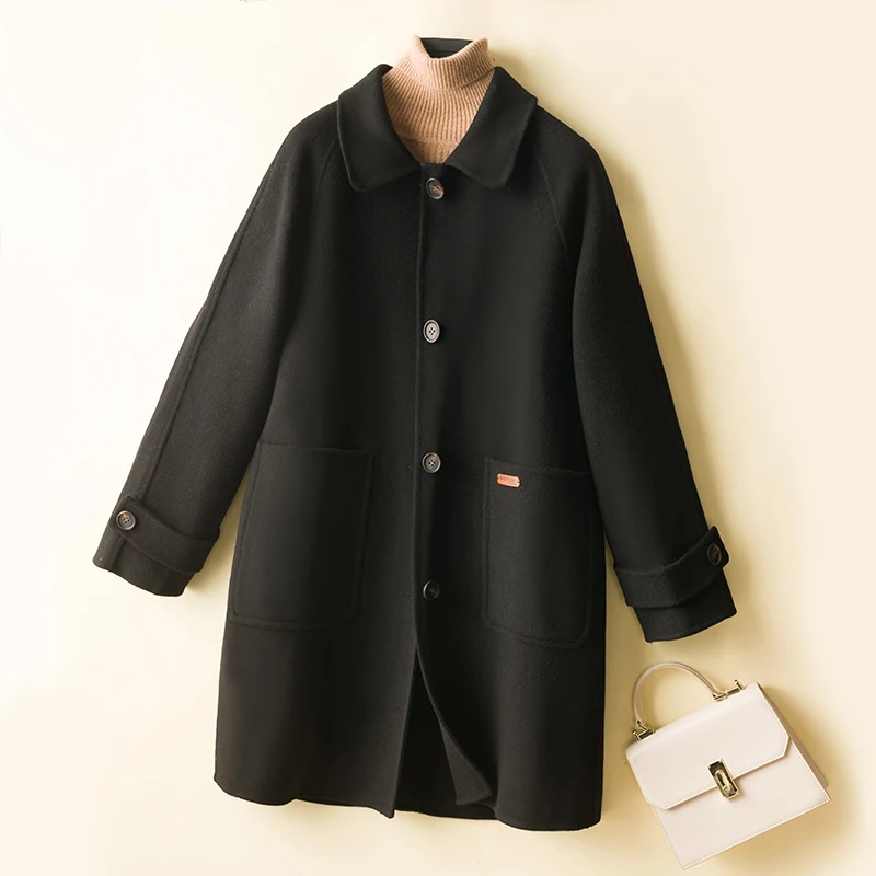 Cashmere coat women's double-sided wool coat mid-length autumn and winter new double-sided woolen coat