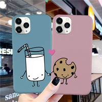 cartoon milk biscuits bff phone case for iphone11 12 13 pro max xs se xr x 7 8 6 plus funny food print soft silicone cover coque