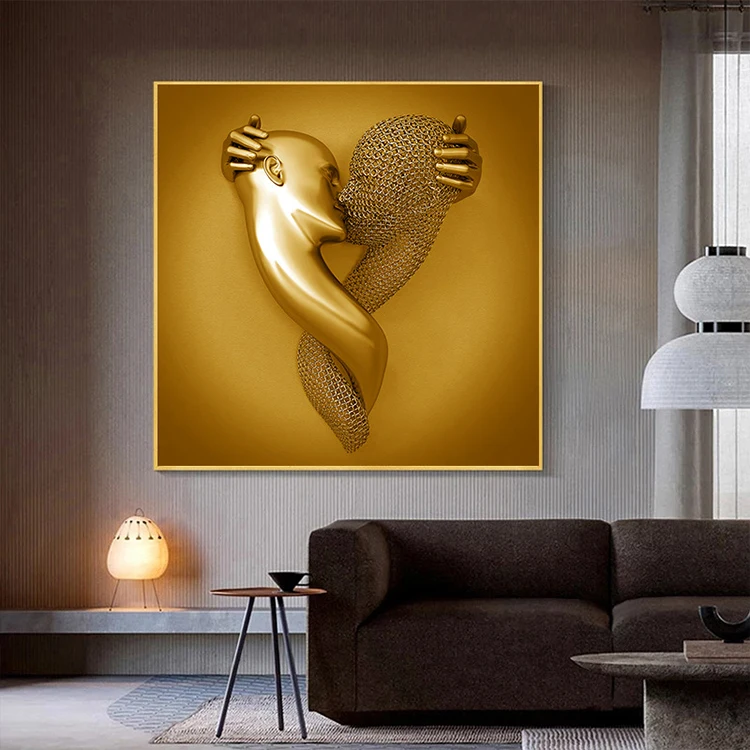 

3D Wall Stickers Picture Art Print On Canvas Metal Figure Statue Art Painting Posters And Prints Wall Pictures Room Home Decor