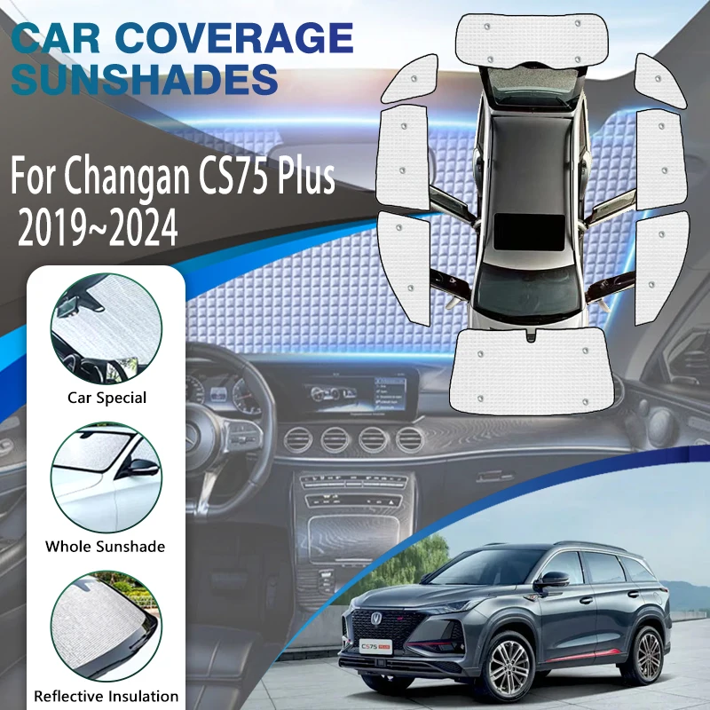 Полное покрытие, солнцезащитные очки для Changan CS75 Plus, 5-дверный внедорожник 2019-2024, солнцезащитные козырьки, оконные козырьки, ветрозащитные автомобильные аксессуары