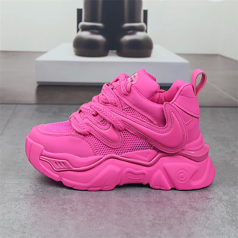 

2023 Summer New Small Height Increased 8cm Platform Trendy Ladies Sports Leisure Dad Shoes