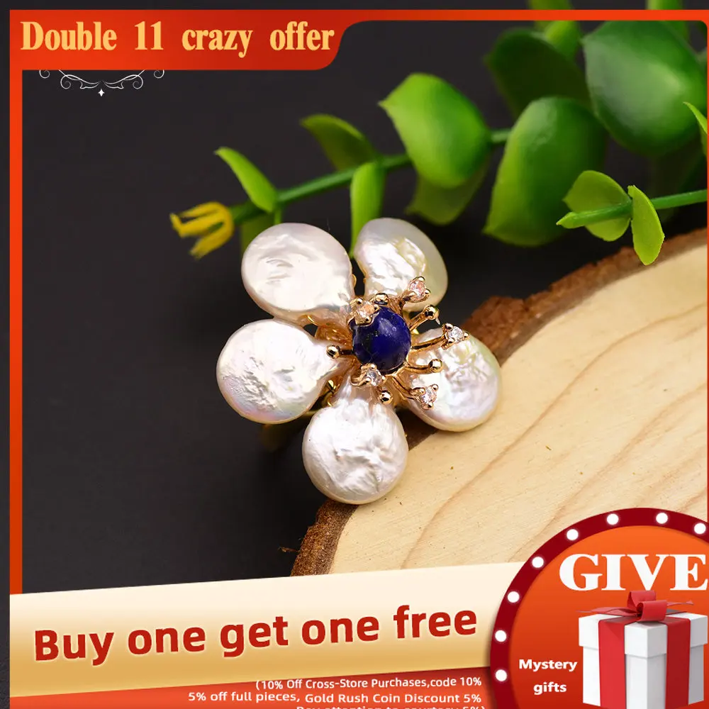 

Женское кольцо с цветком и жемчужиной GLSEEVO, из стерлингового серебра 925 пробы, роскошные вечерние свадебные ювелирные украшения, GR0232