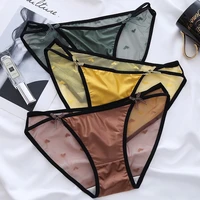 5 colorssoft lace panties women transparent sexy charming new mesh hollow bow briefs low waist invisible shorts black thongs