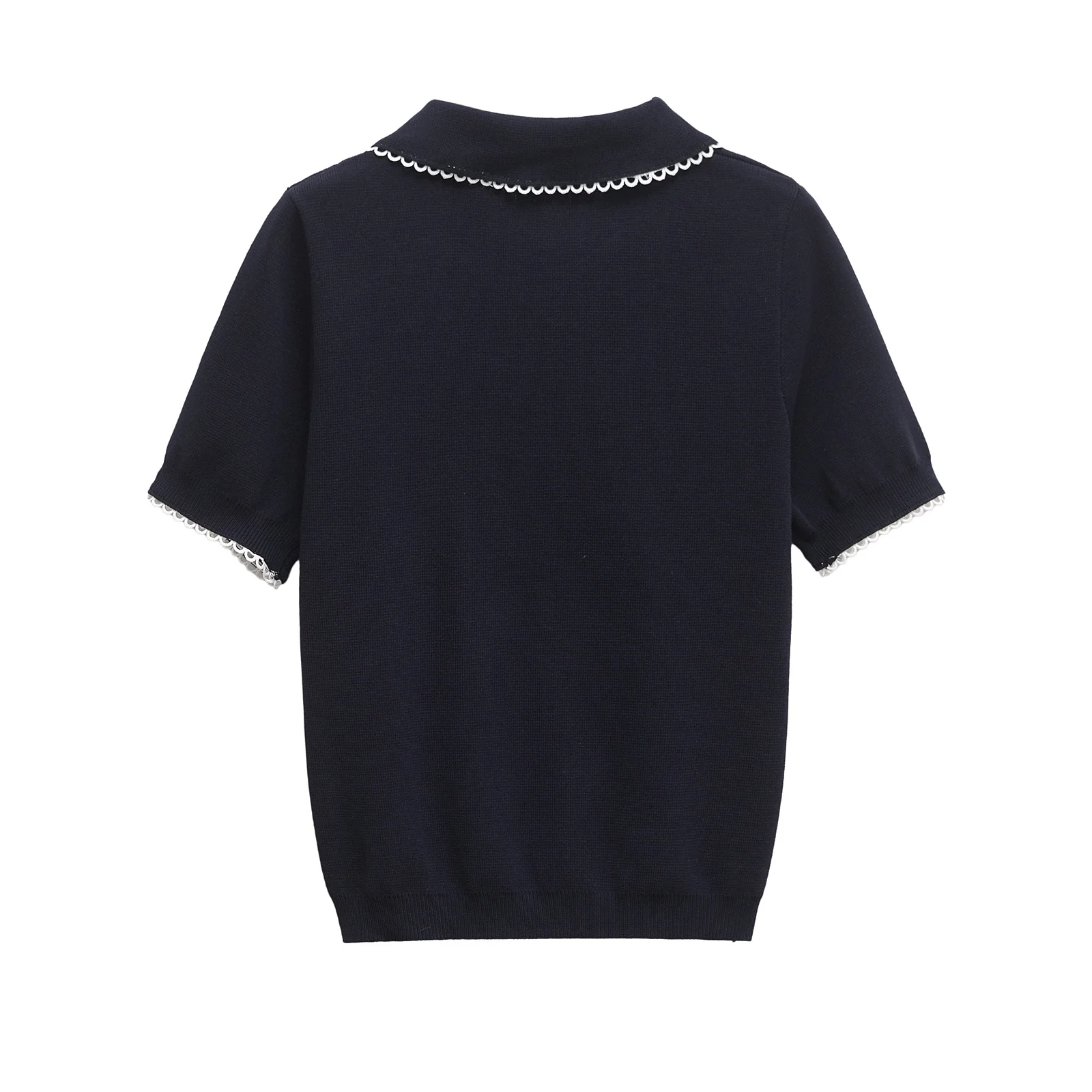 Maxdutti Минималистичная темно-синяя футболка с короткими рукавами женская