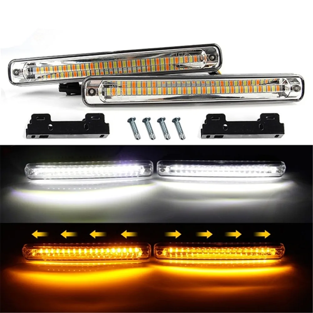 

2PCS Car LED Daytime Running Lights 12V-24V Car Waterproof Turn Signal Light DRL Fog Lamps High Brightness Led Headlight