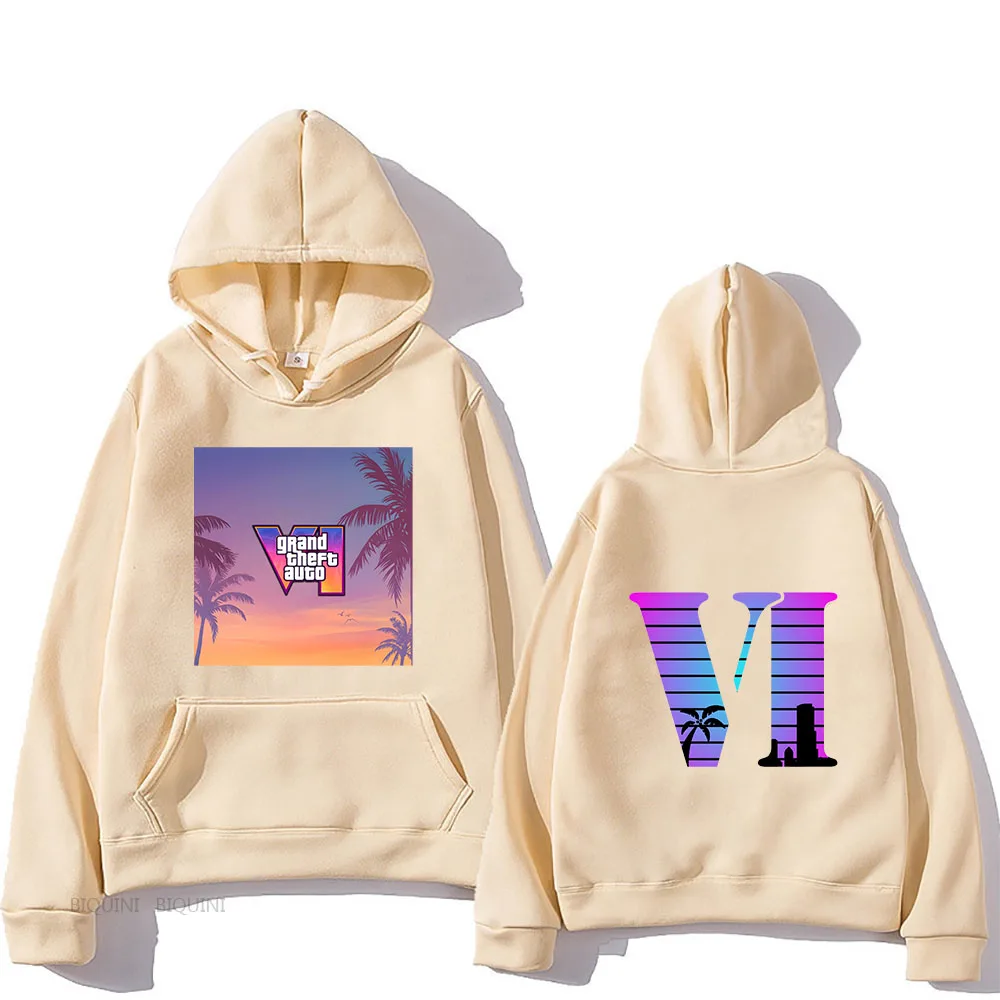 Grand Theft Auto VI Rockstar Games Graphic Hoodies Cartoon Print Casual Sweatshirt Funko Pop Fashion Clothing Moletom Pullovers