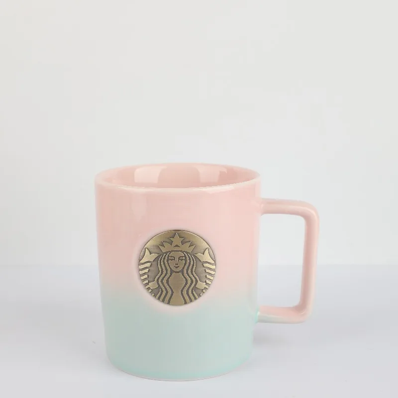 Фото Кружка Starbucks Spring Pink Blue Gradient 414 мл с металлическим логотипом, термостойкая, для дома и офиса №3