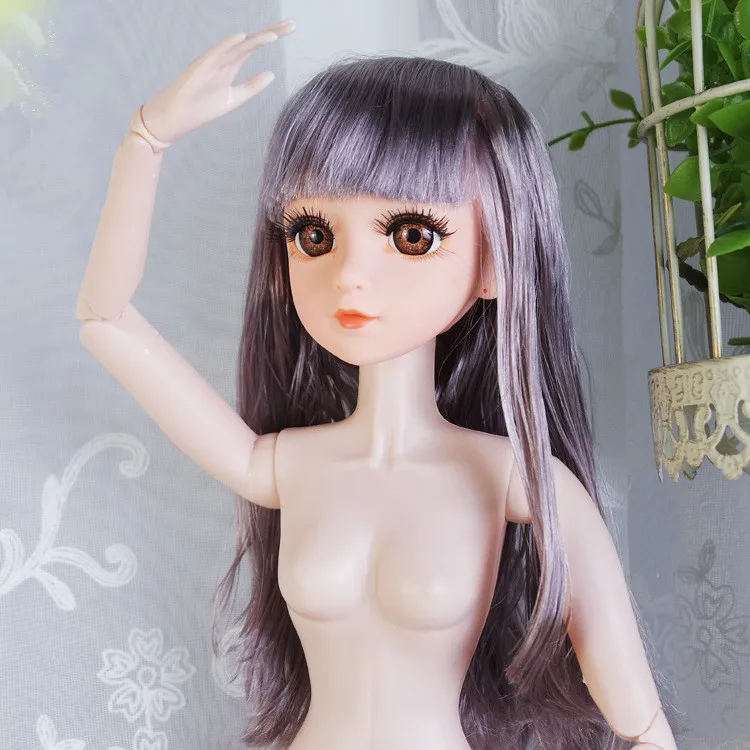 

60cm Bjd Doll Real Eyelashes Normal Skin Nude Body with Makeup Dolls With Shoes 3D Eyes 19 Movable Joints Toys For Girls Gifts