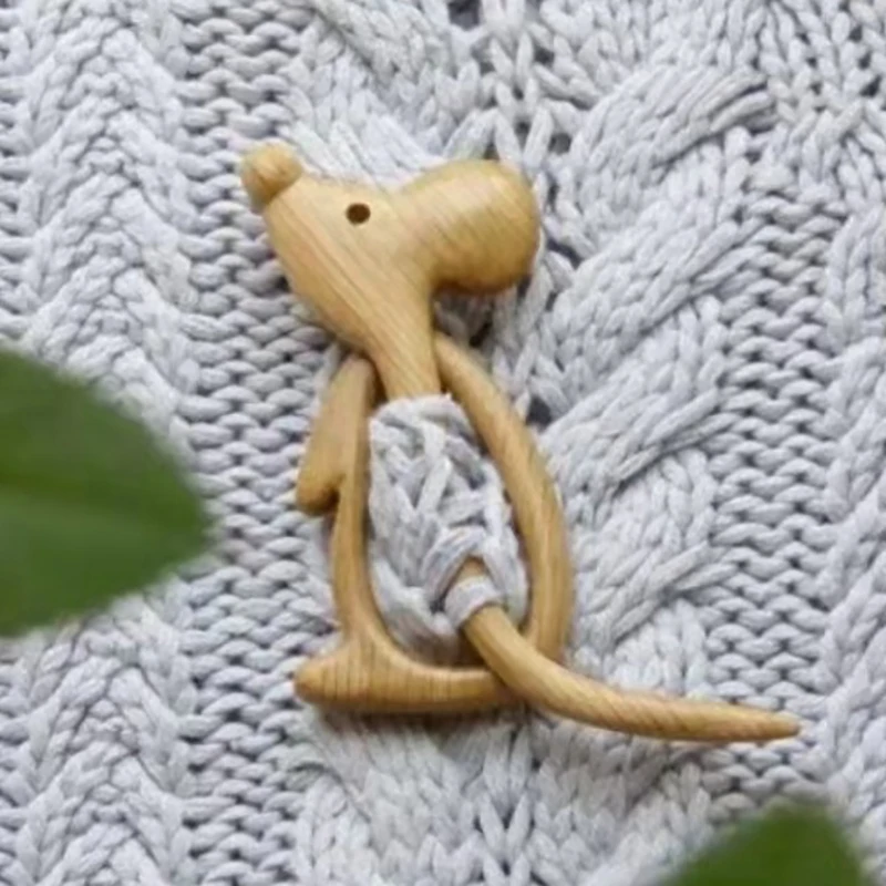 Милые животные деревянные броши булавки для шарфа свитера Женский значок