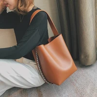 brand design women shoulder bag large capacity chain bucket handbags quality pu leather womens totes shopping bag bolsa feminin