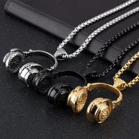 dj music headphone pendant necklace long chain men women hip hop jewelry rock headset necklace male gift