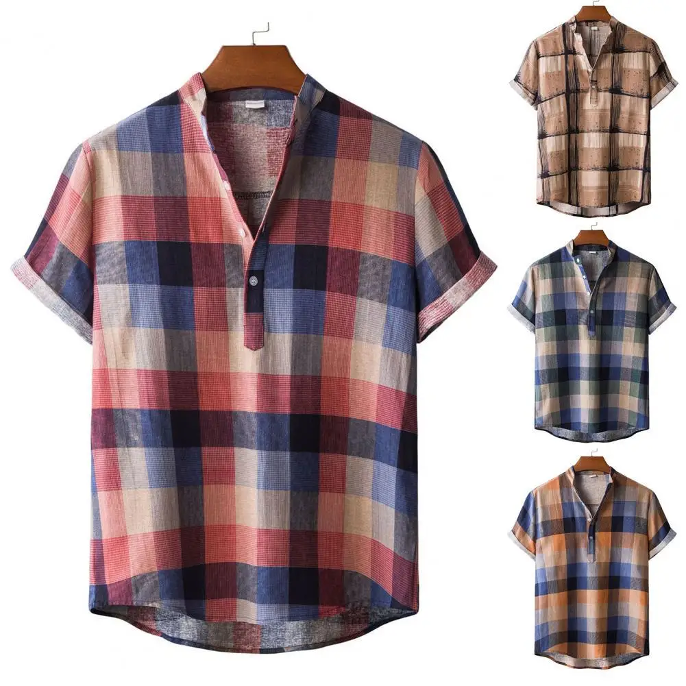 

Clothes Great Breathable Summer Shirt Contrast Colors Summer Shirt Simple for Daily Wear