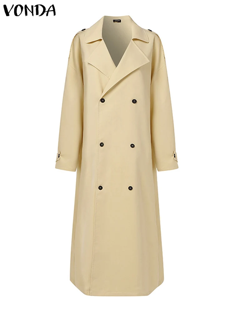 VONDA женский Тренч 2024 осенне-зимние повседневные пальто с длинными рукавами