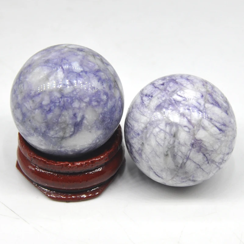 

30mm Natural Purple White Jade Tiger Eye Crystal Reiki Healing Sphere Hand Massage Ball Feng Shui Home Decoration With Stand