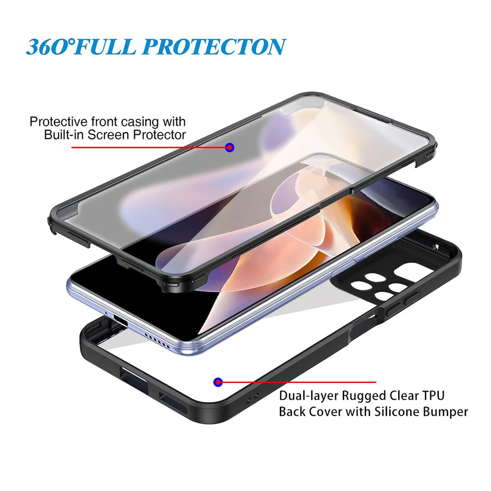 Противоударный чехол с полным покрытием 360 градусов для Xiaomi Redmi 10C 9A 9AT 9C NFC двойной