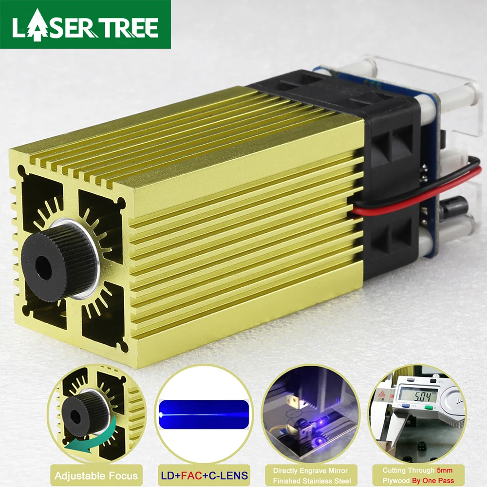 LASER TREE 450nm 40W 30W 20W Adjustable Focus TTL Laser Head DIY Engraving Laser Module for Wood Cutting Tools