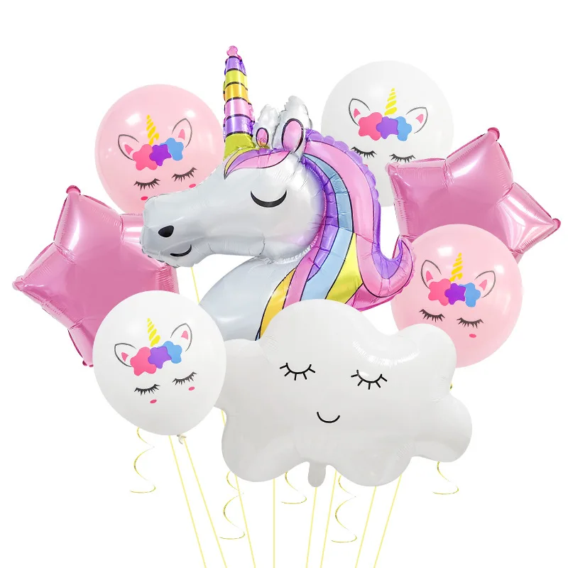 

1Set Rainbow Unicorn Balloon Stars Cloud Foil Balloons 1st Kids Unicorn Birthday Party Decorations Baby Shower Unicornio Globos