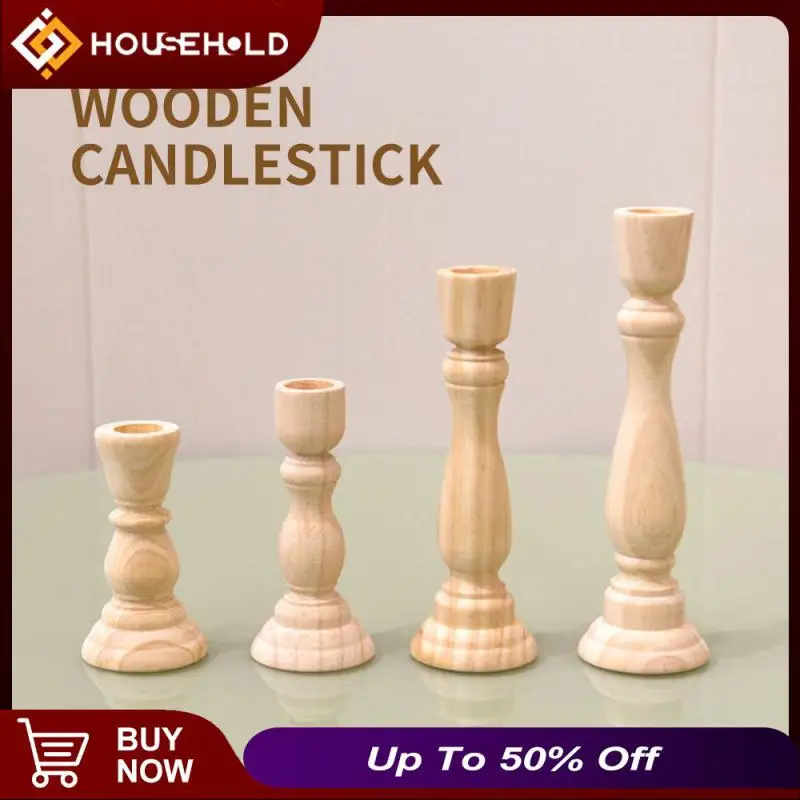 

Classic Dining Desktop Decor Vintage Candlestick 3 Size Wooden Candlesticks Candle Stand Candle Holder Table Decoration