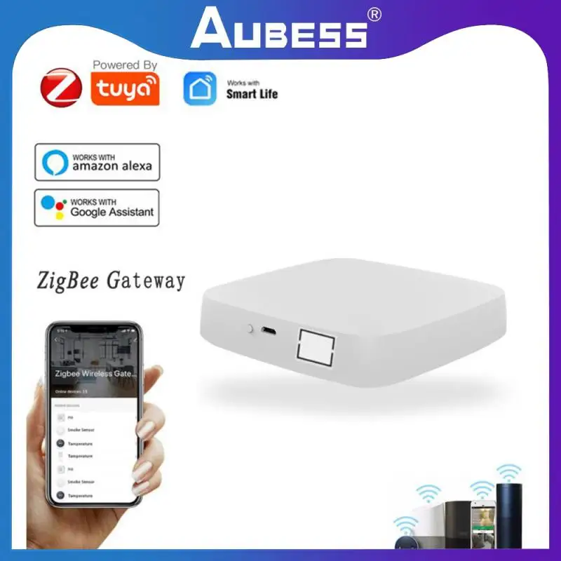 

Мост Aubess Tuya Zigbee для умного дома, хаб-шлюз Zigbee с дистанционным управлением через приложение Smart Life, работает с Alexa