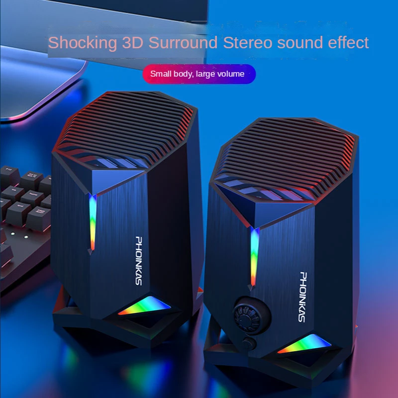 

Computer Audio Desktop Home Heavy Subwoofer Speaker Player Cable Impact Mini Multimedia Mini Speakers
