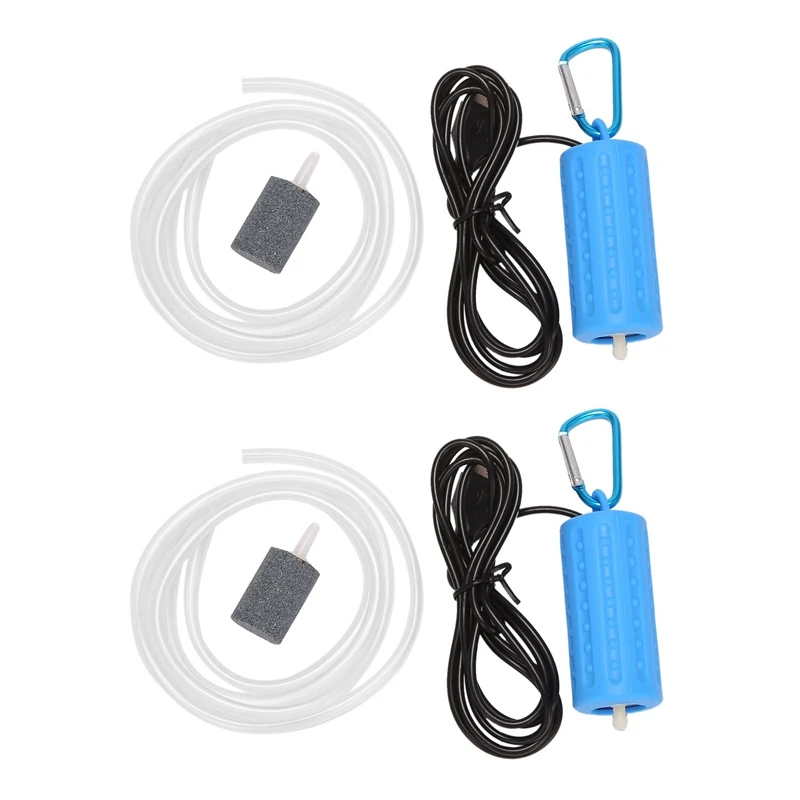 

2X Usb Mini Aeration Pump Air Pump Aquarium Aerator Ultra Quiet Mini Fish Tank Go Fishing Oxygen Pump ——Blue