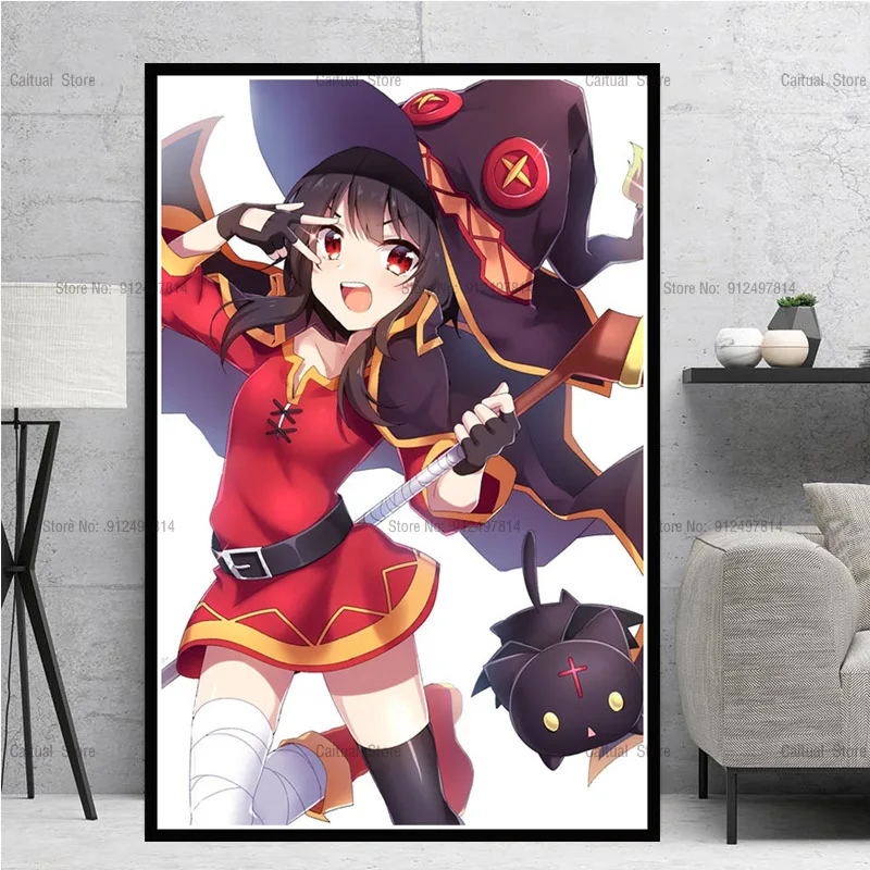 KonoSuba MEGUMIN японское аниме мультфильм девушка холст живопись плакат печать