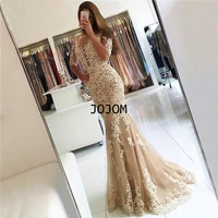 boho lace mermaid sexy dubai evening gowns long half sleeves design delicate decal evening dress for women 2022 a line regular