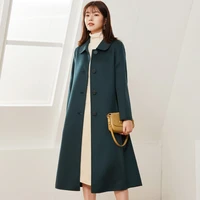 temperament doll collar water ripple coat cashmere slim mid length korean version autumn and winter new wool coat women