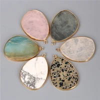 1pc natural stone slice jewelry pendant gem quartz mineral accessory for making women men handmade necklace earring wholesale