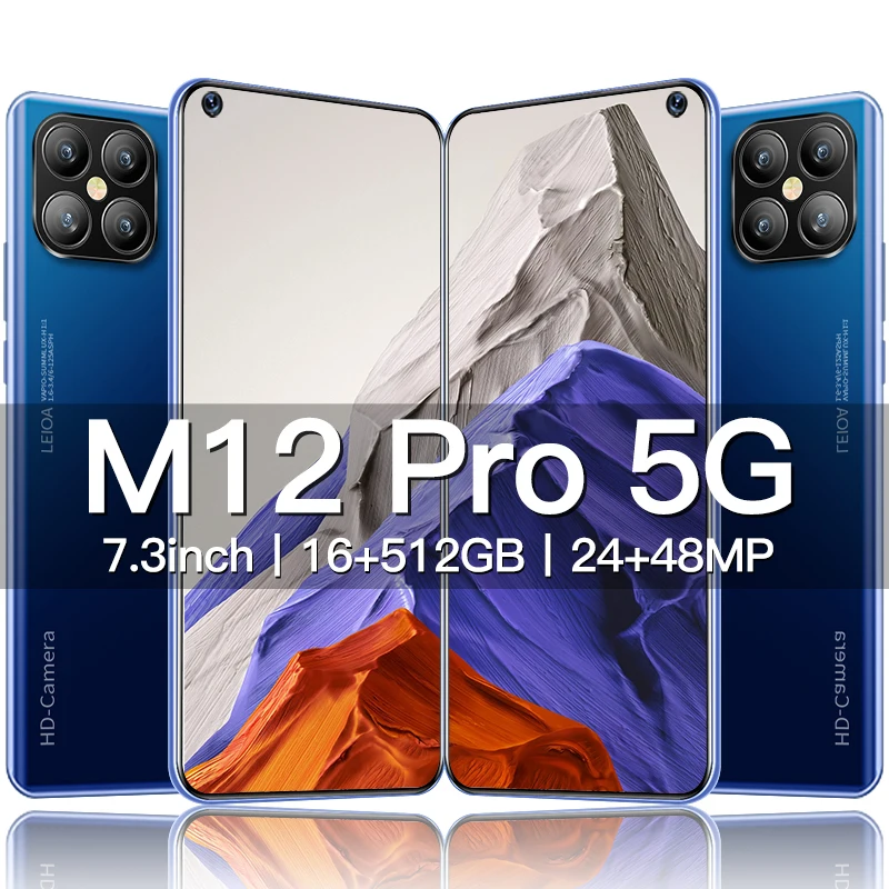 

2022 M12 Pro Global Version 7.3 inch Smartphone 16GB 512GB 6800mAh 48MP Mobile Phones 5G Network Unlocked Smartphone Celulares